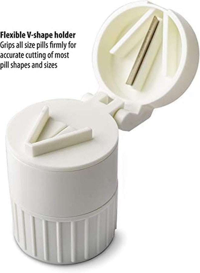 see ever Pill Cutter,Pill Crusher Grinder Splitter,Portable Mini Pill Cutter for Small or Large Pills,Medicine Tablet Vitamin Organizer with Storage Container (white) - Image 5